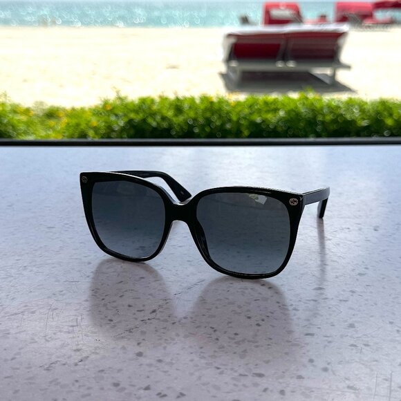 Gucci GG0022S 001 Black Black Grey Sunglasses Women main image 4